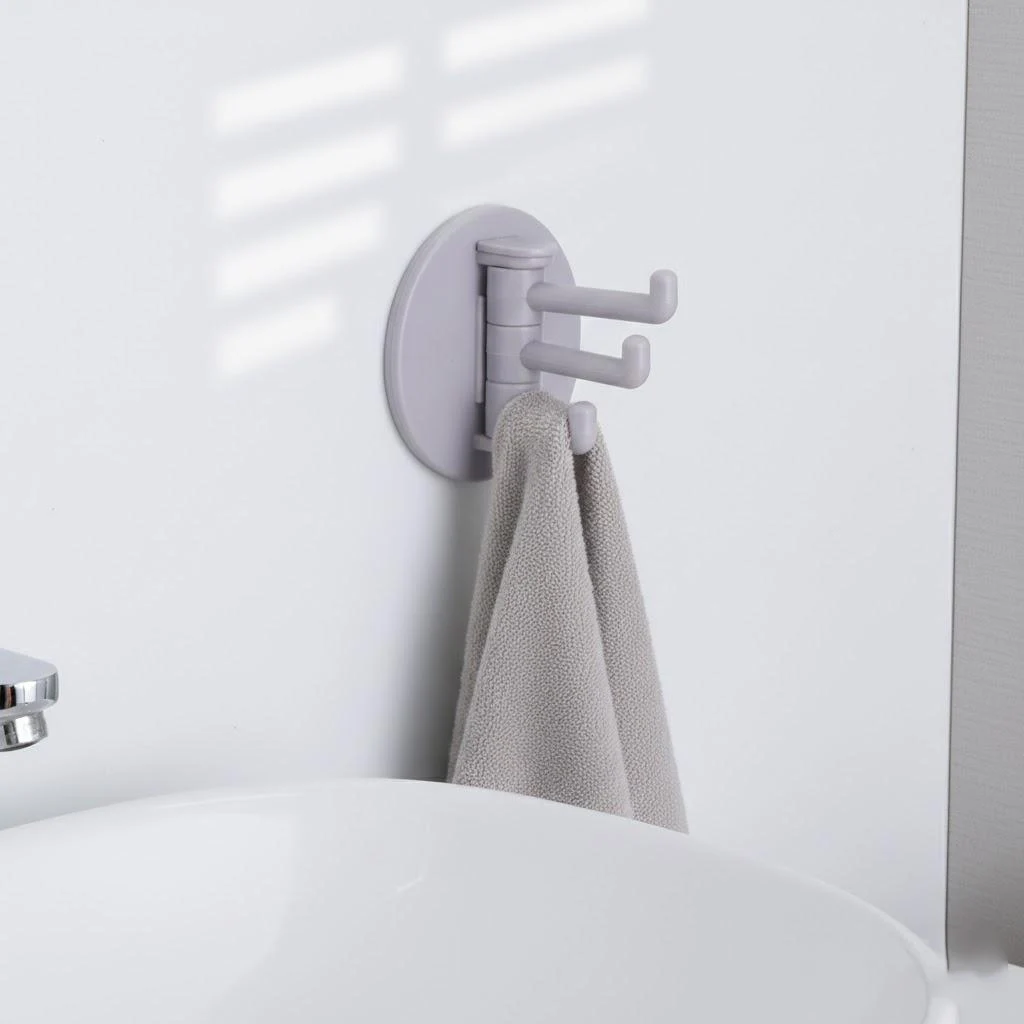 White Wall-Mounted Hook with Swinging Hooks 7 White Wall-Mounted Hook with Swinging Hooks - Image 7