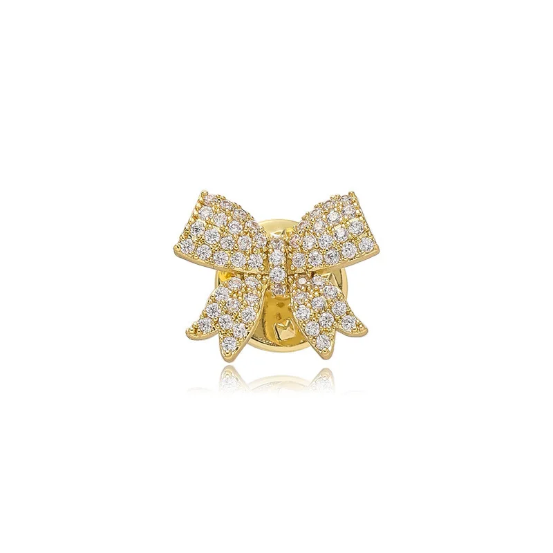 Elegant Gold-Toned Bowknot Brooch with Rhinestones 6 Elegant Gold-Toned Bowknot Brooch with Rhinestones - Image 6