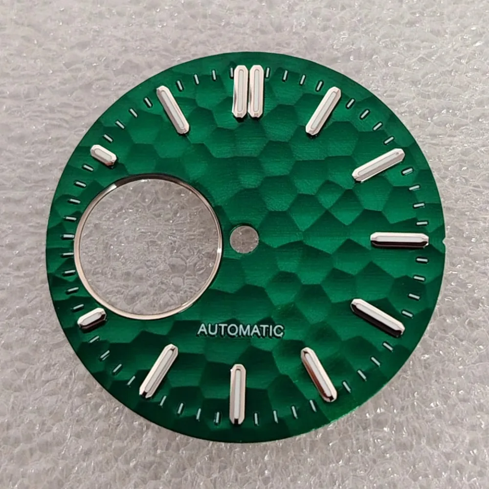 NH38 28.5mm Hammered Texture Watch Dial in Green 3 NH38 28.5mm Hammered Texture Watch Dial in Green - Image 3