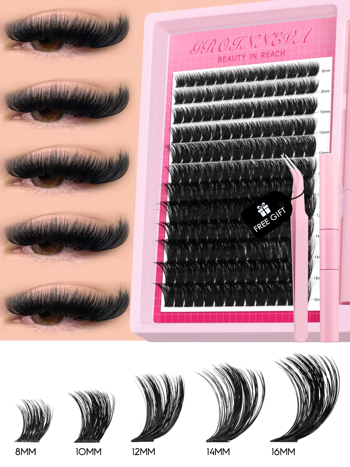 GROINNEYA DIY Lash Extension Kit with 10-16 mm Clusters 4 GROINNEYA DIY Lash Extension Kit with 10-16 mm Clusters - Image 4