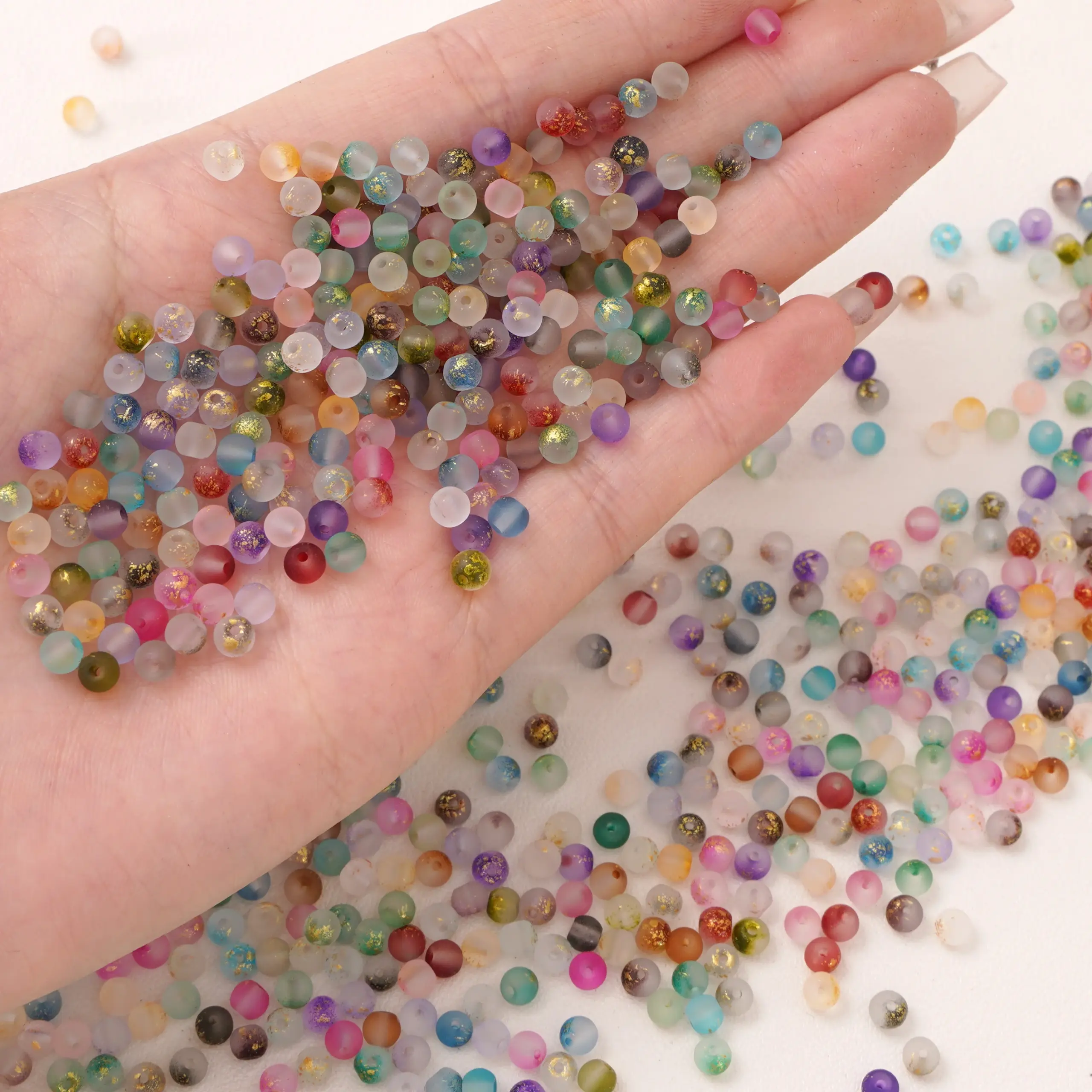 Frosted Gold Splattered Glass Beads Set 3 Frosted Gold Splattered Glass Beads Set - Image 3