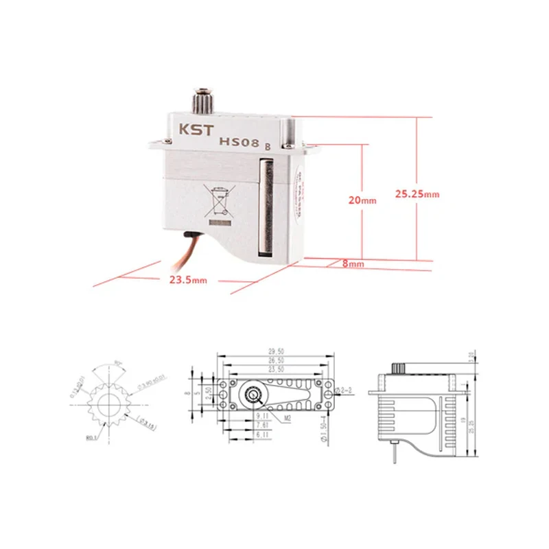 High-Voltage KST HS08A/HS08B Micro Servo 6 High-Voltage KST HS08A/HS08B Micro Servo - Image 6