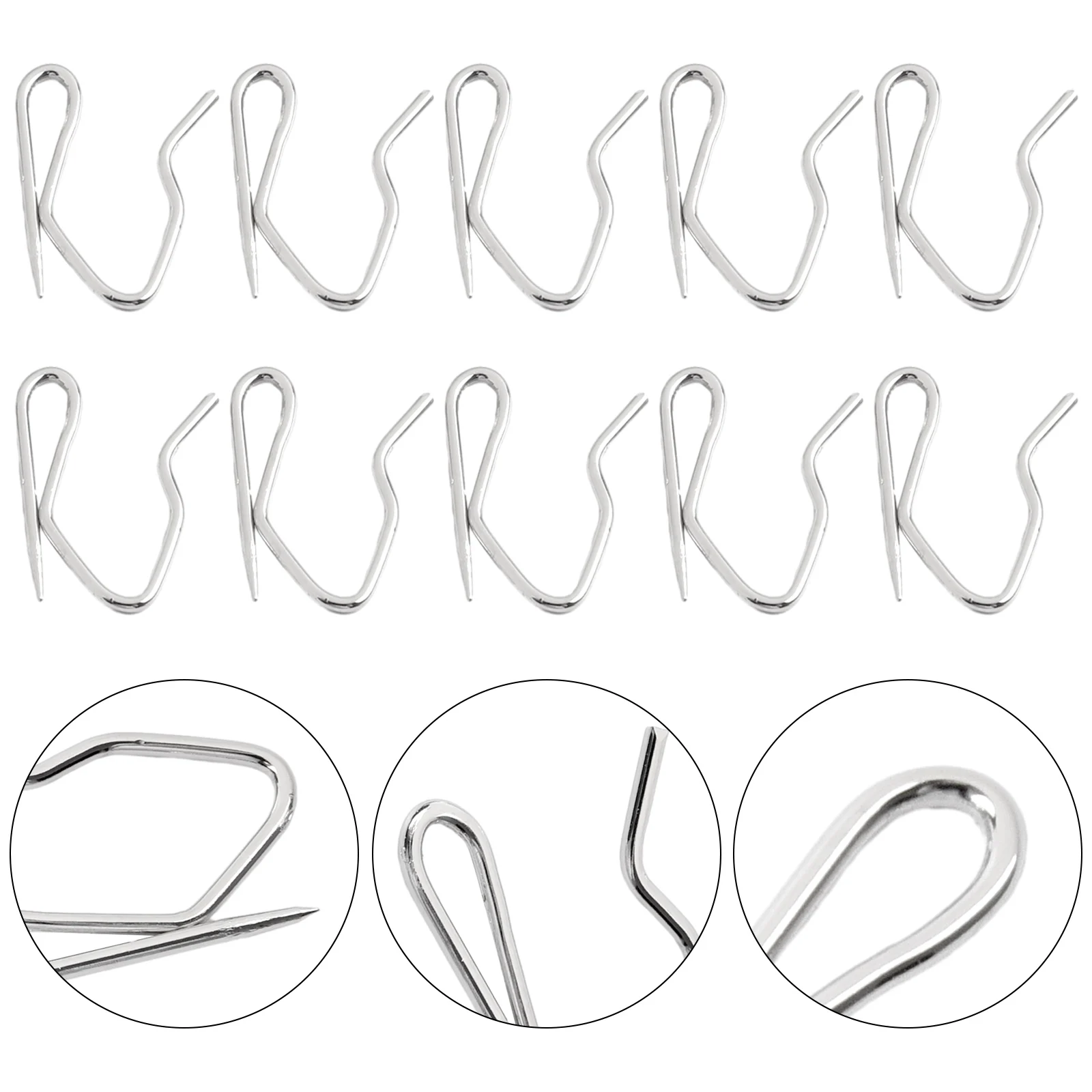 Silver Metal Curtain Hooks for French Pleat Drapes 3 Silver Metal Curtain Hooks for French Pleat Drapes - Image 3