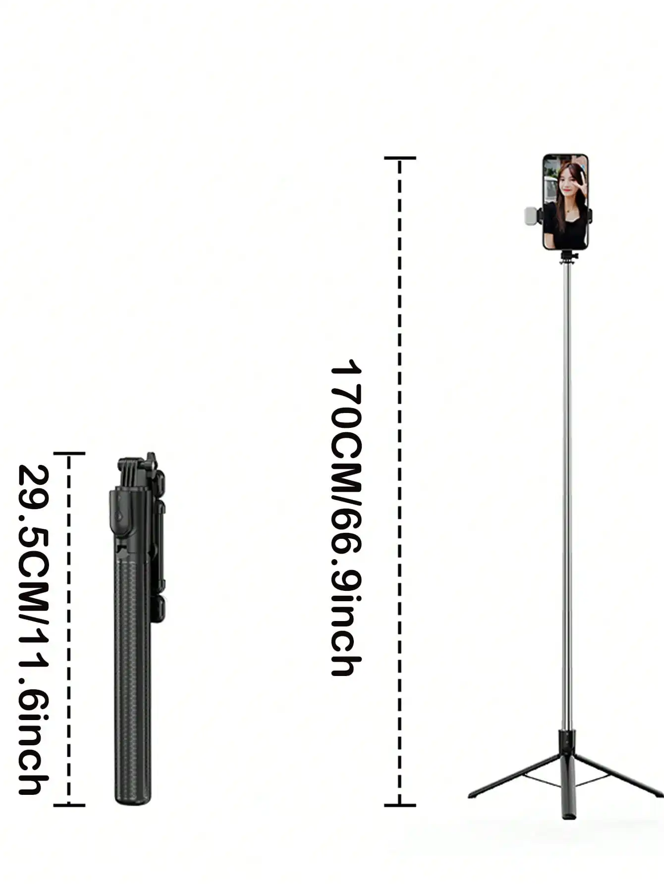 67-Inch Retractable Selfie Stick with Tripod 2 67-Inch Retractable Selfie Stick with Tripod - Image 2
