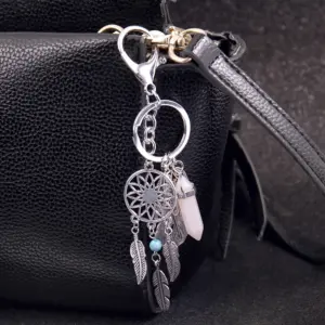Boho-Style Metal Keyring with Gemstone Dangles 8 S1f70ae6e3178434aa13807254d3f267dR