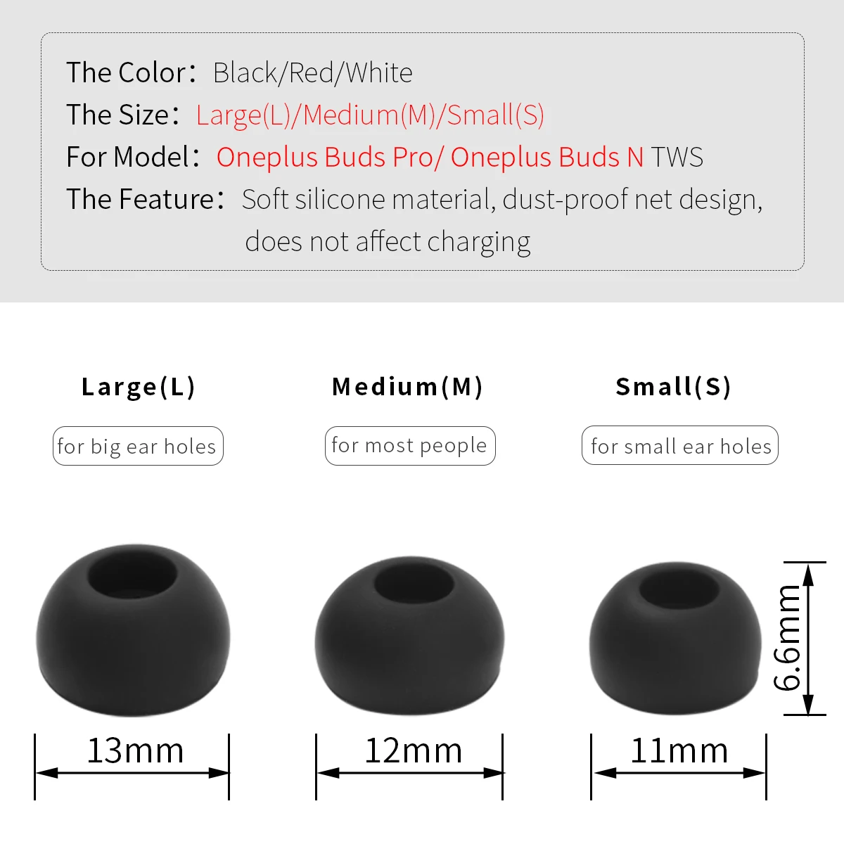 Silicone Ear Tips for OnePlus Buds Pro & N 3 Silicone Ear Tips for OnePlus Buds Pro & N - Image 3