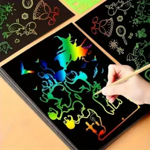 Rainbow Scratch Art Paper Set for Fantasy Creatures