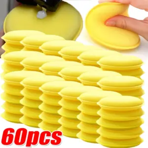 Bright Yellow Car Waxing Foam Sponges Set