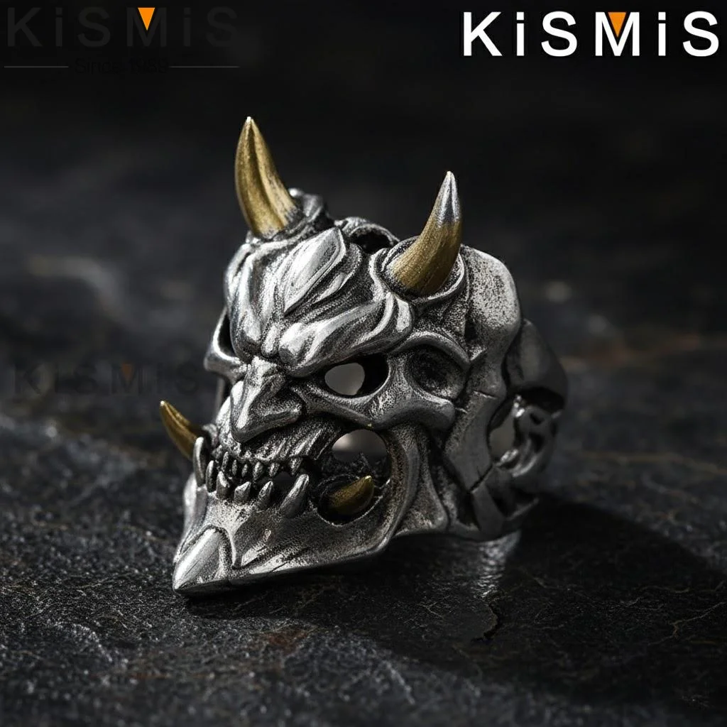 Stainless Steel Devil Skull Ring for Men 2 Stainless Steel Devil Skull Ring for Men - Image 2