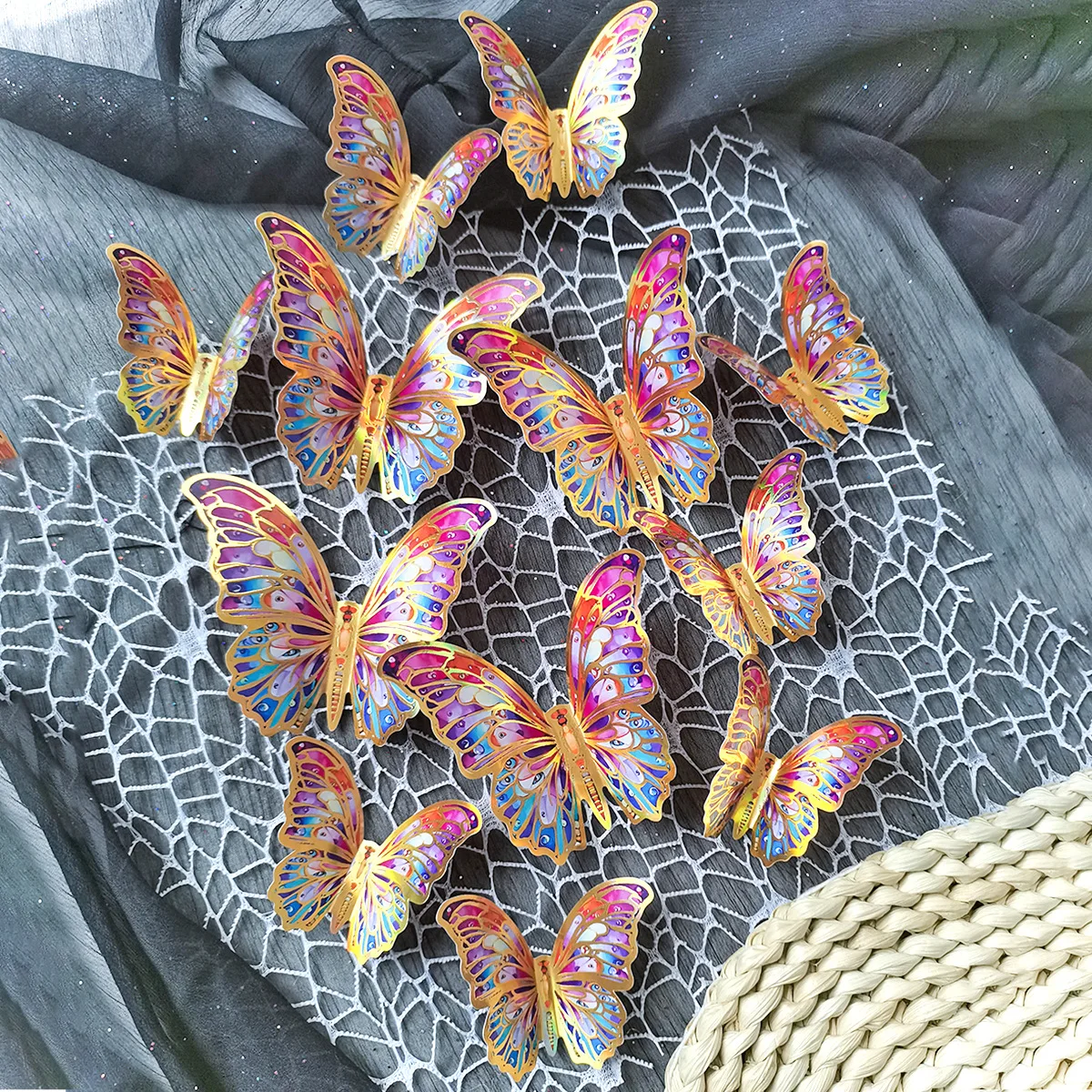 Vibrant 3D Butterfly Wall Sticker Set 3 Vibrant 3D Butterfly Wall Sticker Set - Image 3