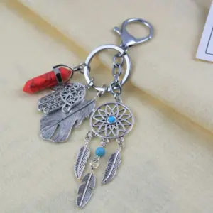 Boho-Style Metal Keyring with Gemstone Dangles 11 S24fa0c2d19d24cc18e66bbfbf2330615Z