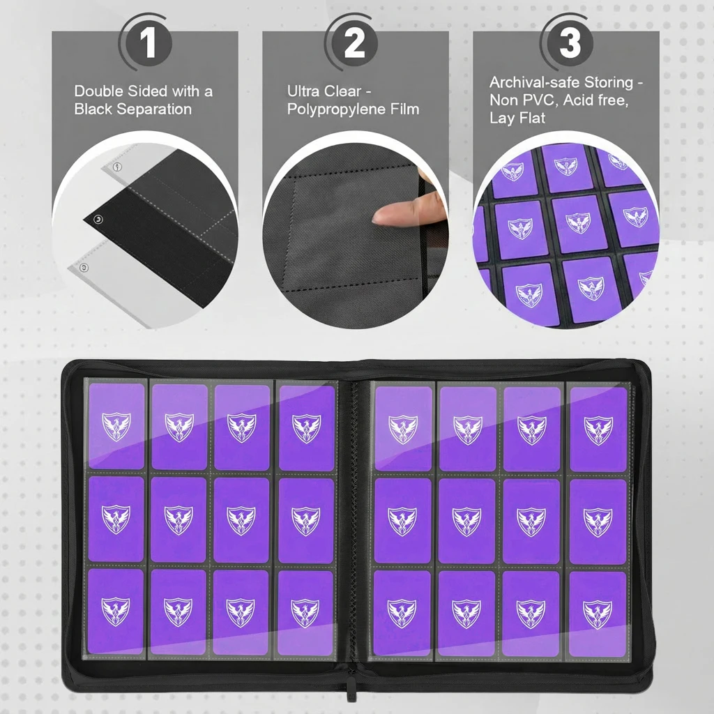 12-Pocket Trading Card Binder in Multiple Colors 3 12-Pocket Trading Card Binder in Multiple Colors - Image 3