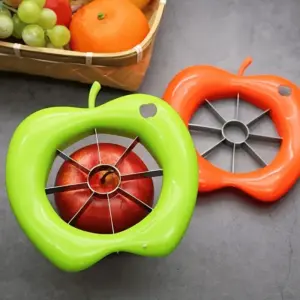 Bright Green and Orange Apple-Shaped Fruit Slicer