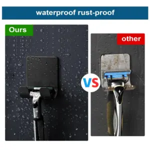 Black Bathroom Razor Holder with Double Hooks 13 S26738acdff794a4e80d7932b69be1ee5w