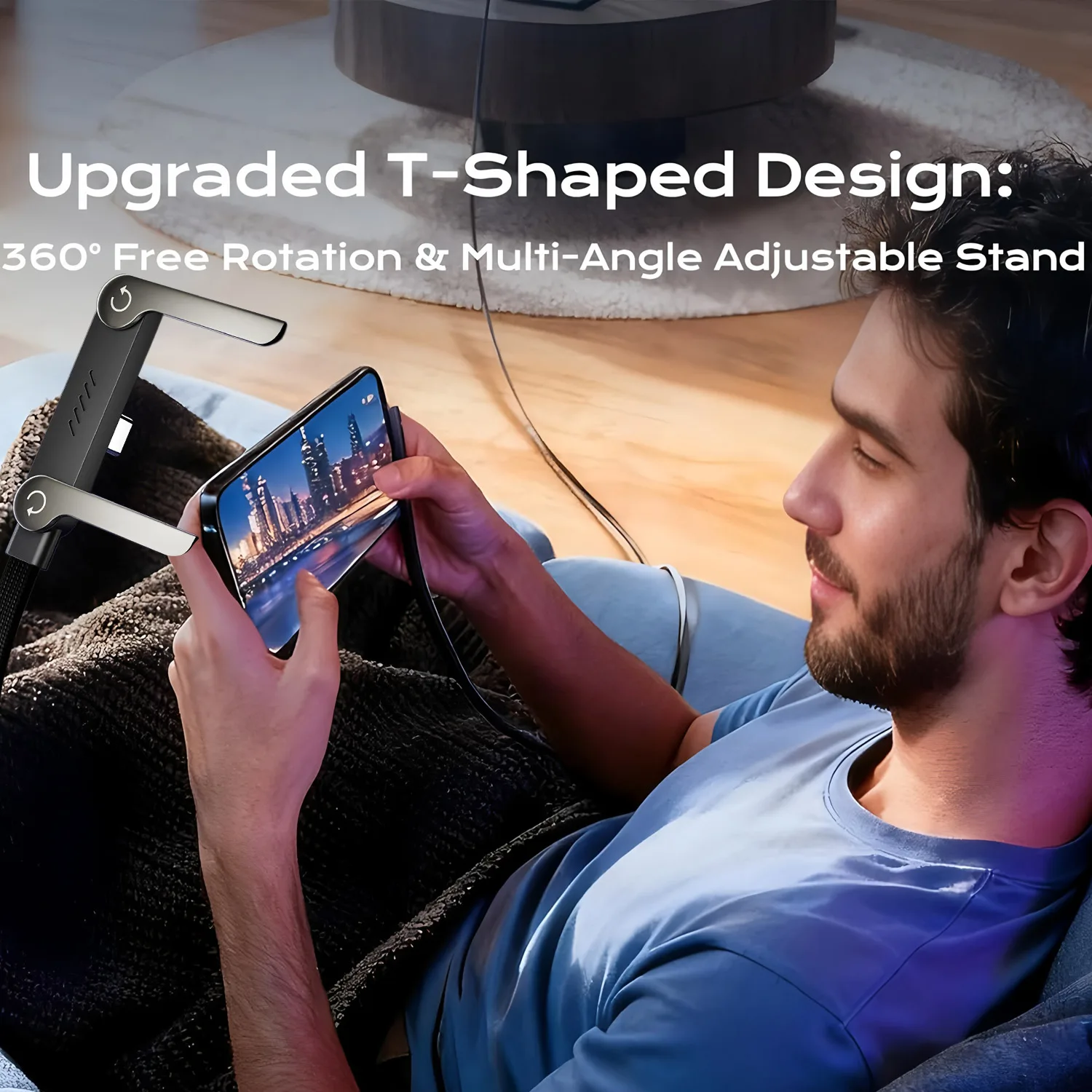 Foldable 2-in-1 Data & Phone Holder Cable 5 Foldable 2-in-1 Data & Phone Holder Cable - Image 5