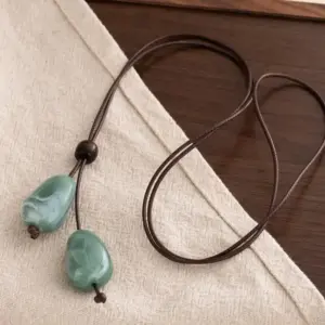 Vintage Organic Pendant Necklace with Geometric Charm 13 S270369c98c00454689986601c556bf498