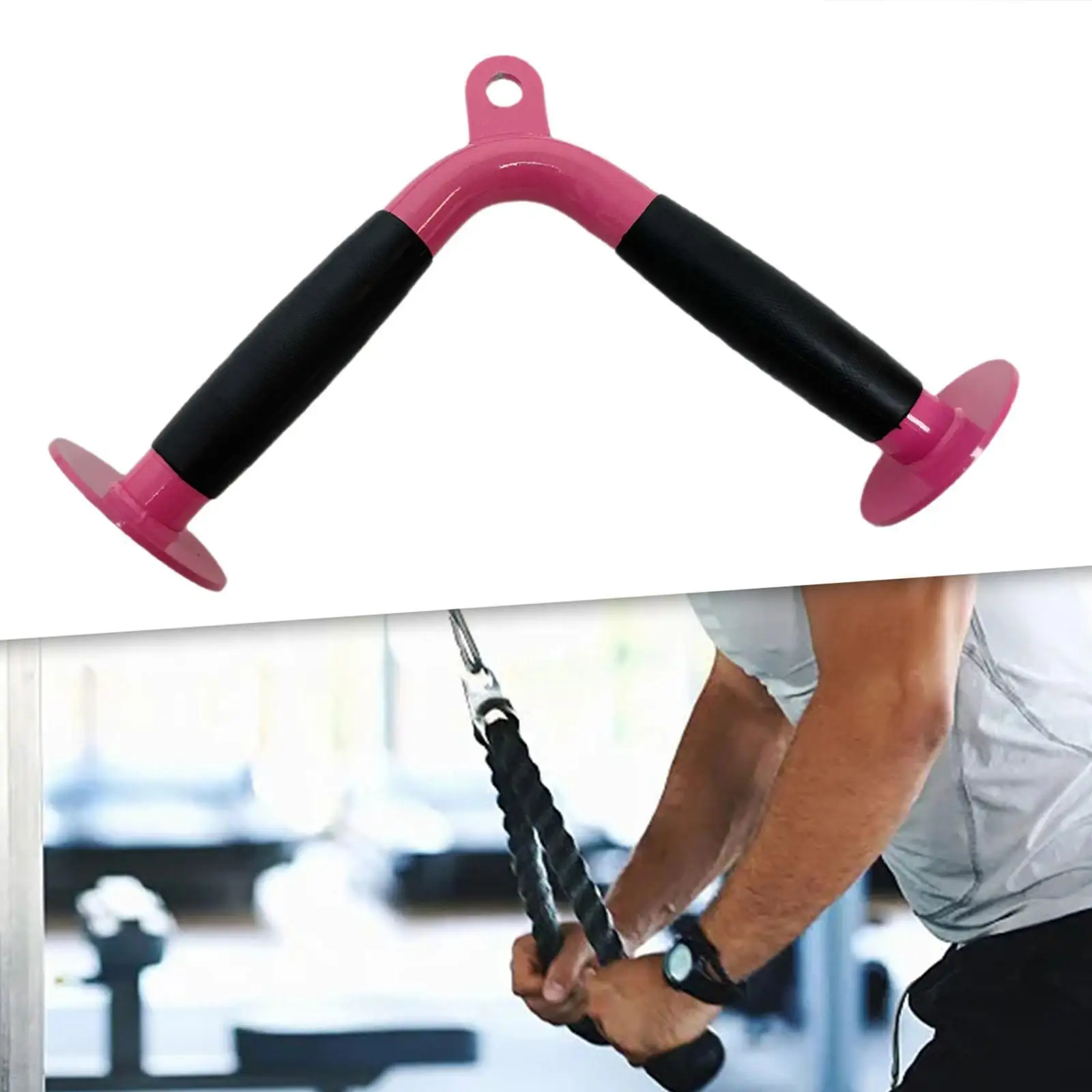Pink and Black V-Shape Cable Handle 2 Pink and Black V-Shape Cable Handle - Image 2