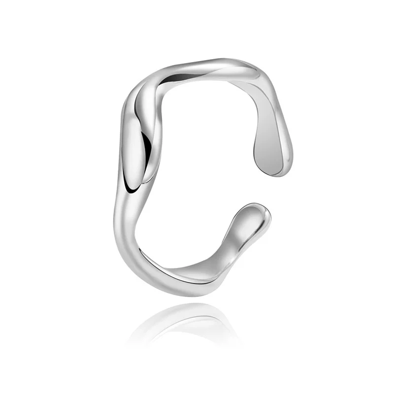 Wave-Shaped Silver Adjustable Ring for Women 4 Wave-Shaped Silver Adjustable Ring for Women - Image 4