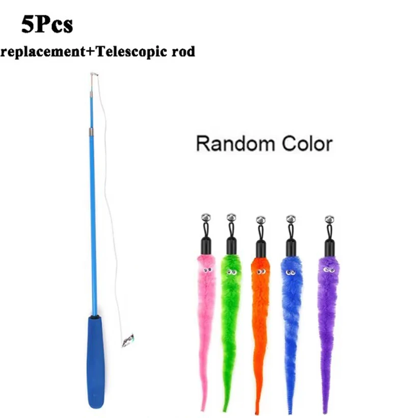 Colorful Plush Cat Worm Toy Set with Bells 8 Colorful Plush Cat Worm Toy Set with Bells - Image 8