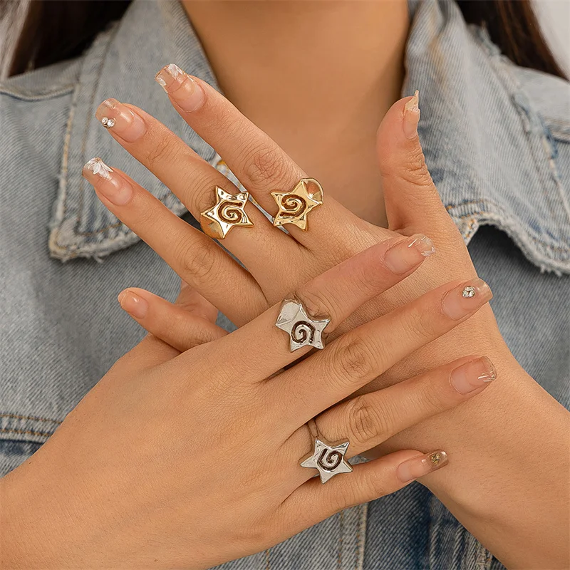 Unisex Adjustable Star Ring Set in Zinc Alloy 2 Unisex Adjustable Star Ring Set in Zinc Alloy - Image 2