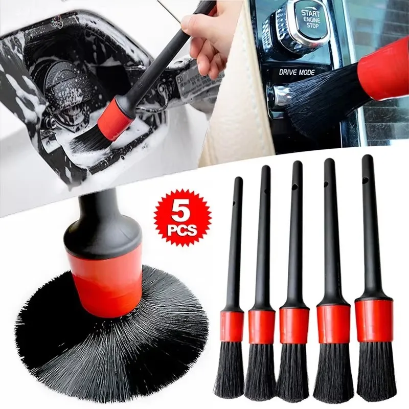 5-Piece Car Detailing Brush Set for Wheels and Interior 1 5-Piece Car Detailing Brush Set for Wheels and Interior