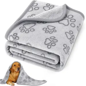 Cozy Plush Dog Paw Print Blanket (3 Sizes)