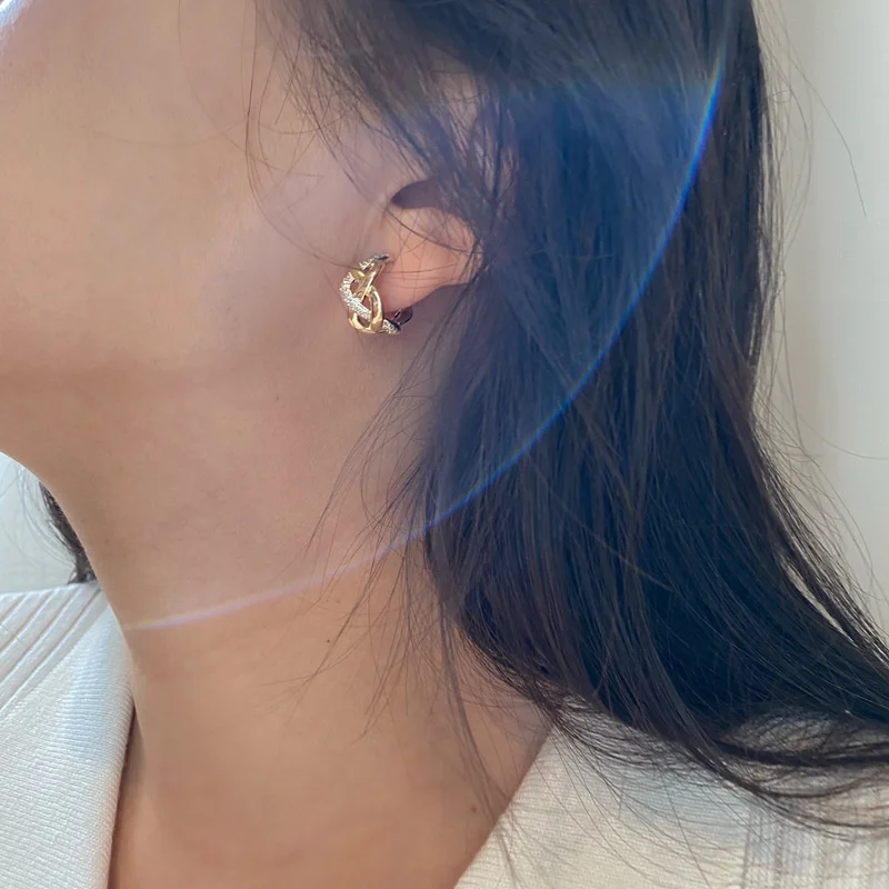 Vintage Copper Earrings with Cubic Zirconia 2 Vintage Copper Earrings with Cubic Zirconia - Image 2