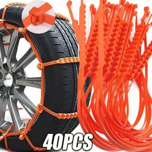 Bright Orange Tire Anti-Skid Straps Set