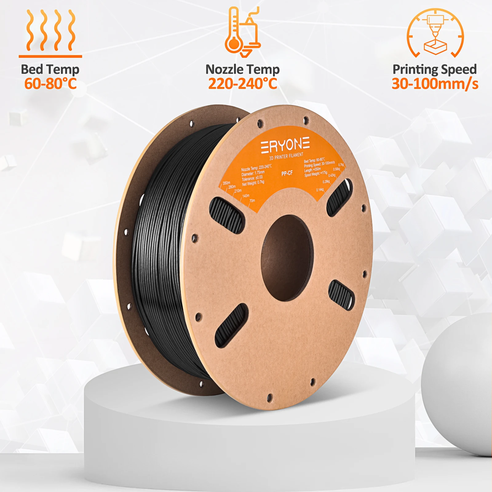 Eryone PP Carbon Fiber 3D Filament 700g 5 Eryone PP Carbon Fiber 3D Filament 700g - Image 5