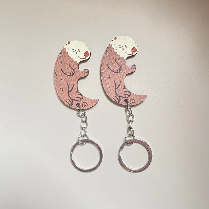 Wooden Couple Otter Keychains Set 3 Wooden Couple Otter Keychains Set - Image 3