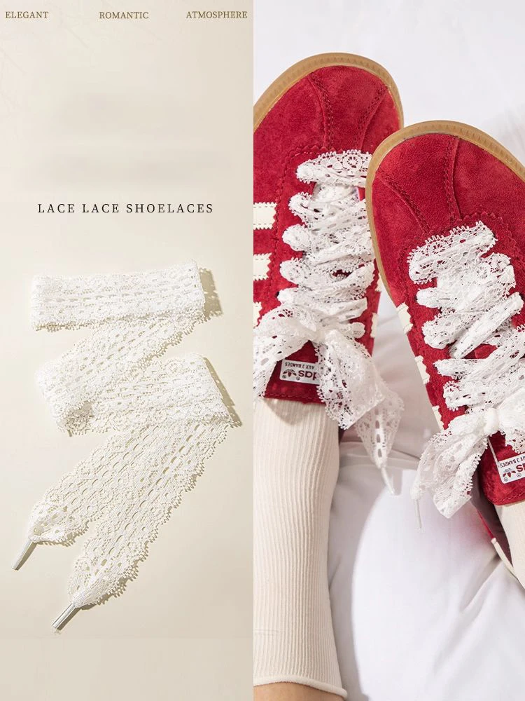 Elegant Sneakers with Floral Lace Ties 2 Elegant Sneakers with Floral Lace Ties - Image 2