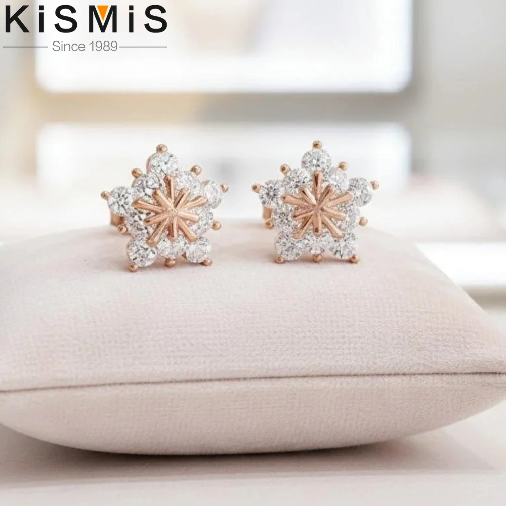 Elegant Snowflake Stud Earrings in Rose Gold 1 Elegant Snowflake Stud Earrings in Rose Gold