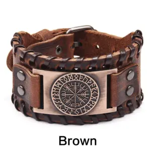 Viking Leather Bracelet with Vegvisir Symbol 15 S2effb1dbcebb44f290ec1606bb1518cbO