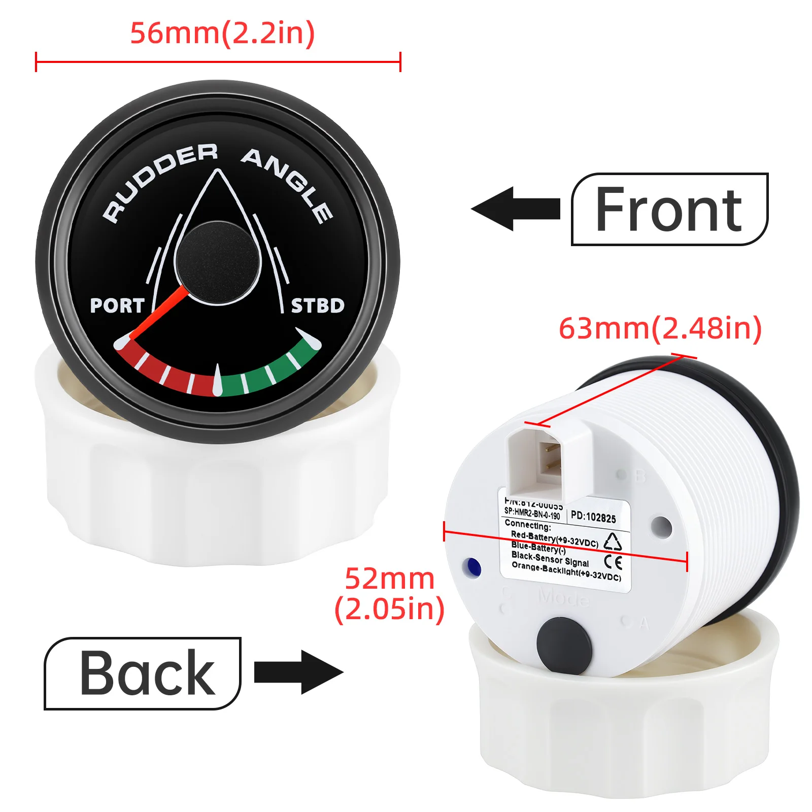 52MM Marine Rudder Angle Indicator for Boats 6 52MM Marine Rudder Angle Indicator for Boats - Image 6