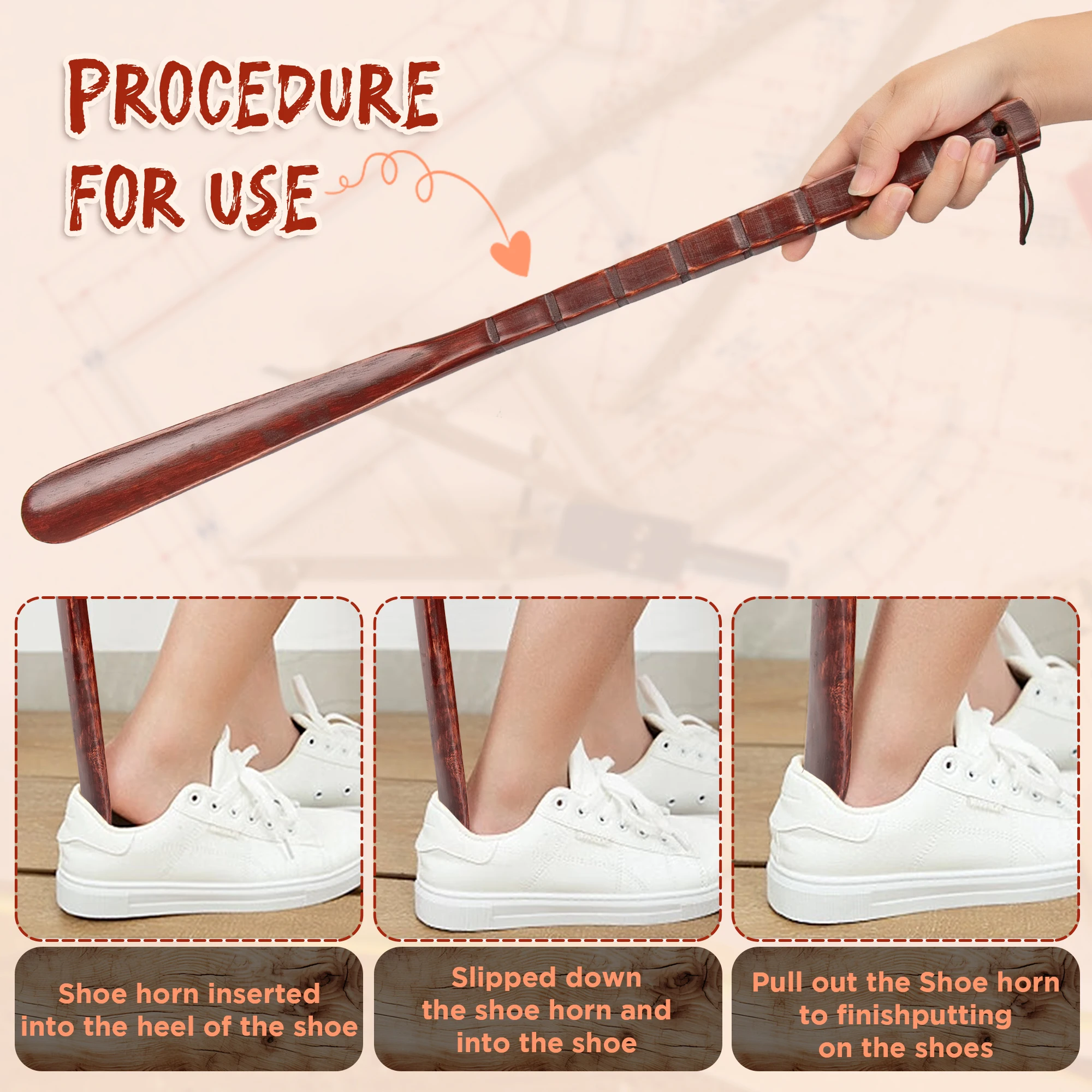 Wooden Long Shoehorn 54cm with Leather Rope 3 Wooden Long Shoehorn 54cm with Leather Rope - Image 3