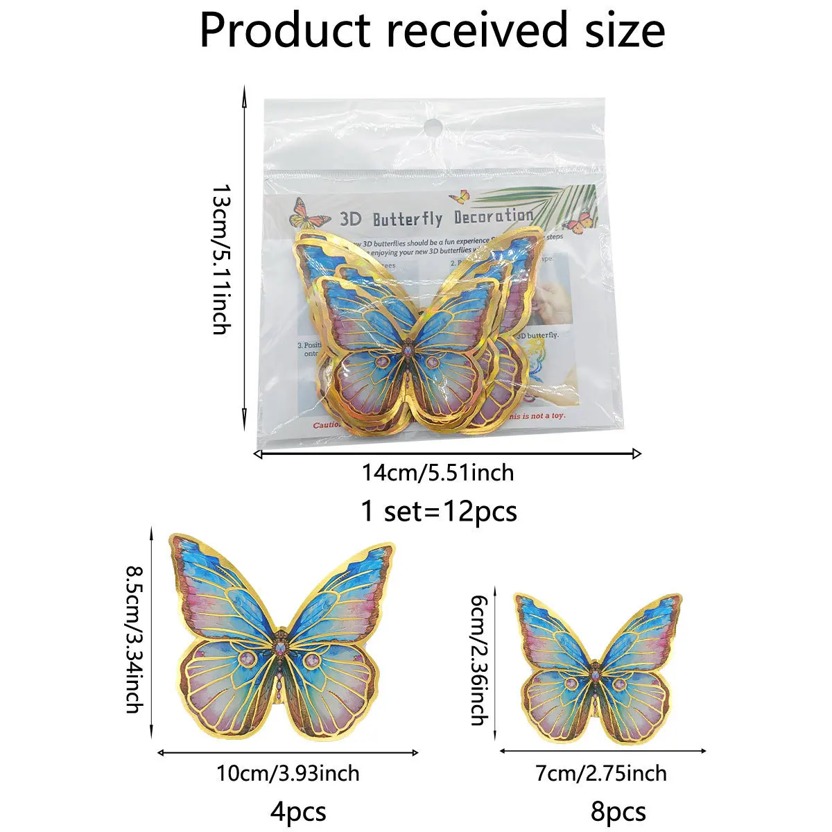 Vibrant 3D Butterfly Wall Sticker Set 7 Vibrant 3D Butterfly Wall Sticker Set - Image 7