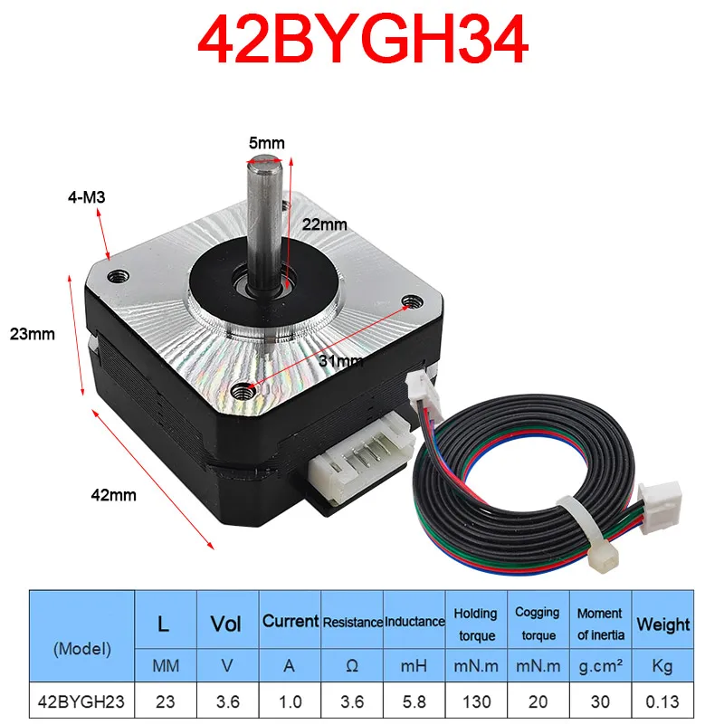 Hybrid Step Motor 23-60mm, 1.8°, 1.3A, 0.3 N·m 7 Hybrid Step Motor 23-60mm, 1.8°, 1.3A, 0.3 N·m - Image 7
