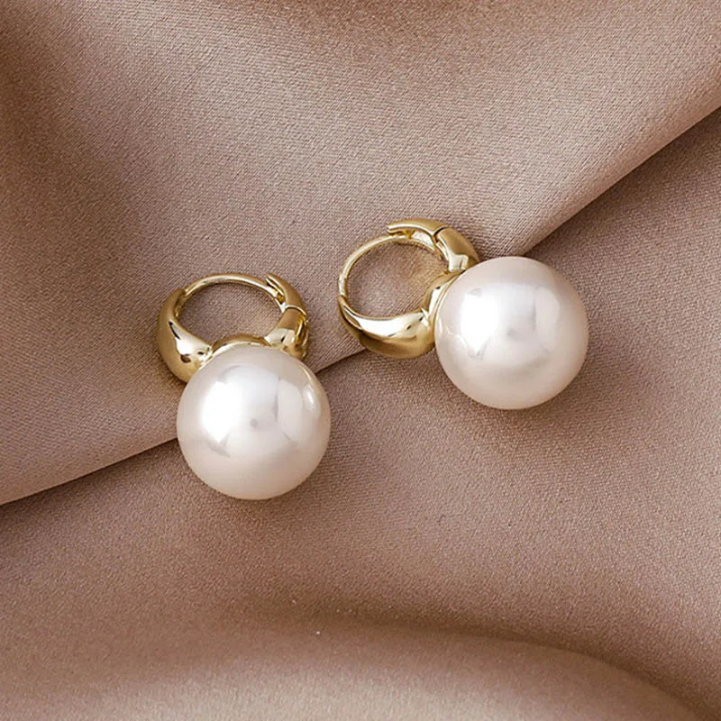 Gold Pearl Drop Earrings for Women 4 Gold Pearl Drop Earrings for Women - Image 4