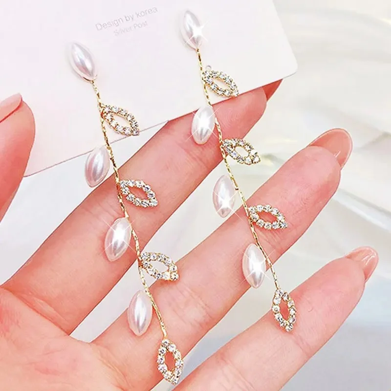 Elegant Gold Drop Earrings with Crystal Stones 4 Elegant Gold Drop Earrings with Crystal Stones - Image 4