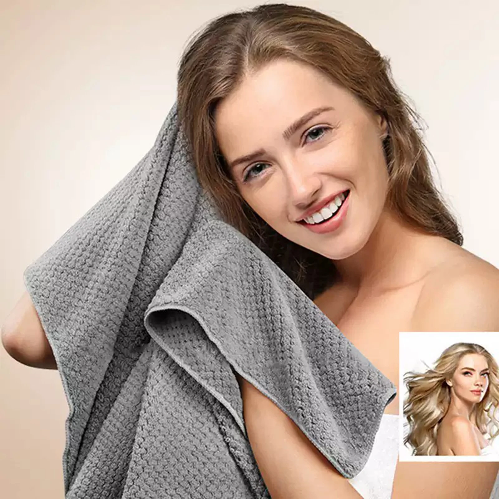 Microfiber Hair Towel with Elastic Loop 60x100cm 5 Microfiber Hair Towel with Elastic Loop 60x100cm - Image 5