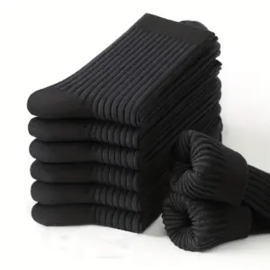 Men's Mid-Calf Socks Set—6 Pairs in Black and White