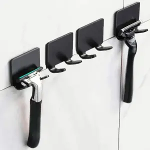 Sleek Black Wall Mount Razor Organizer Set