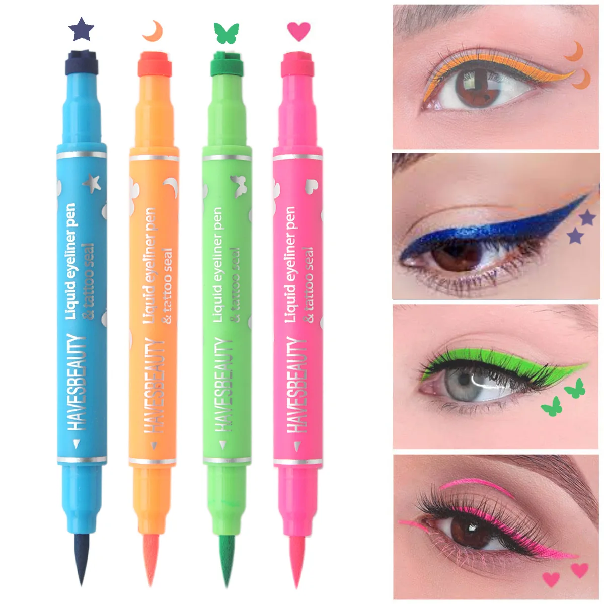 Dual-ended Liquid Eyeliner with Pattern Stamps 1 Dual-ended Liquid Eyeliner with Pattern Stamps
