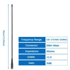 Black Dual-Band Radio Antenna 39cm (15.35") 12 S37a3e4053fd644a5b5236f38b08e0aefH