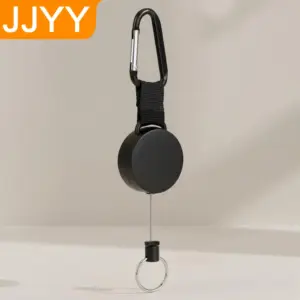 Black Retractable Keychain with Alloy Frame