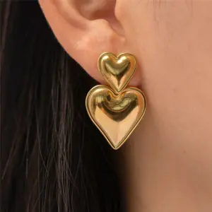 Vintage Stainless Steel Double Heart Earrings 7 S3803d0f4da71475f86baa7c16214beeaQ
