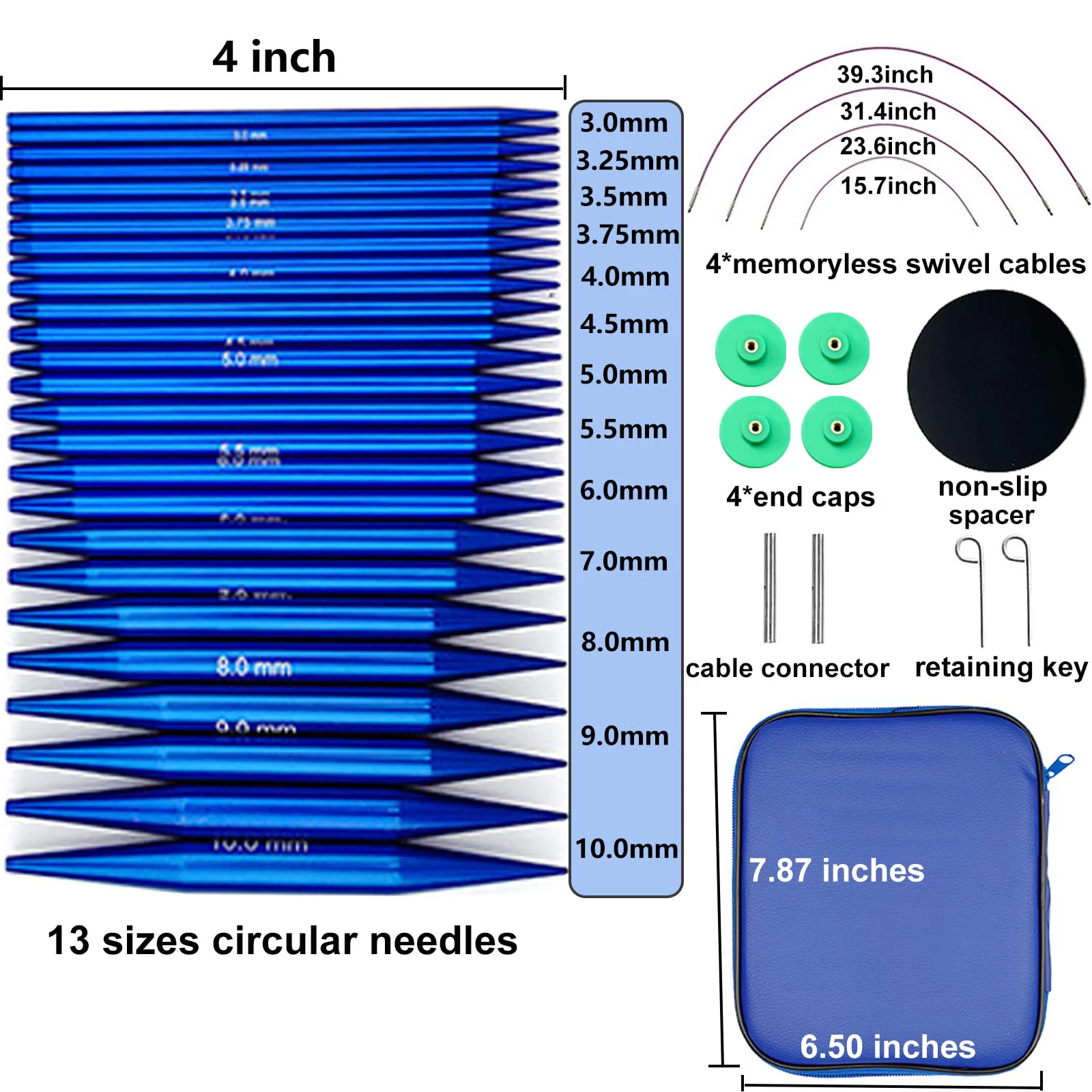 Blue Interchangeable Circular Knitting Needles Set 2 Blue Interchangeable Circular Knitting Needles Set - Image 2