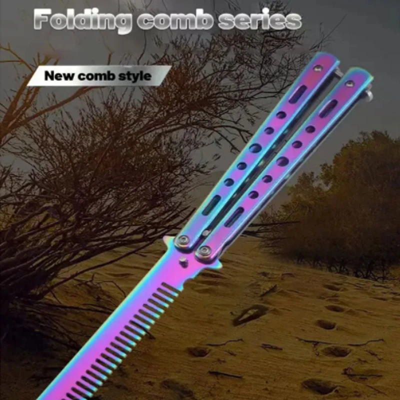 Foldable Stainless Steel Comb with Titanium Finish 2 Foldable Stainless Steel Comb with Titanium Finish - Image 2