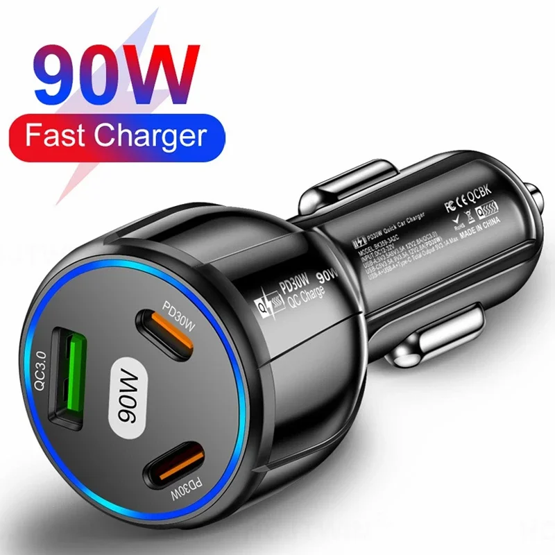 90W Fast Car Charger with 3 USB Ports 6 90W Fast Car Charger with 3 USB Ports - Image 6