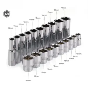 3/8 Inch Deep Socket Set 19 pcs CRV 10 S39f31f84505d4458b0a884f704c7be50f